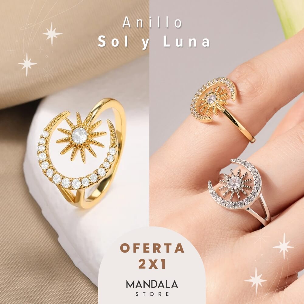 Anillo Sol y Luna, Plata de Ley - Oferta 2x1