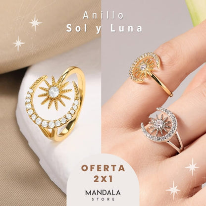 Anillo Sol y Luna, Plata de Ley - Oferta 2x1