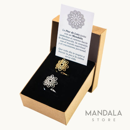 Anillo Mandala con Flor de Loto  - Oferta 2x1